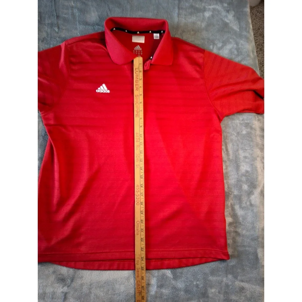 Adidas Mens Red Striped‎ Short Sleeve Polo Shirt Large O26176 Athletic Golf